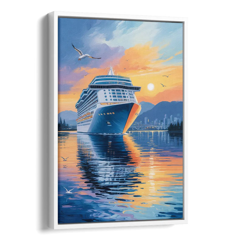 Vancouver Cruise Ship Terminal Side - White Canvas Wall Art