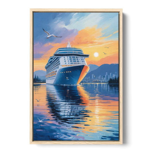 Vancouver Cruise Ship Terminal - Oak Framed Canvas Wall Art - Front