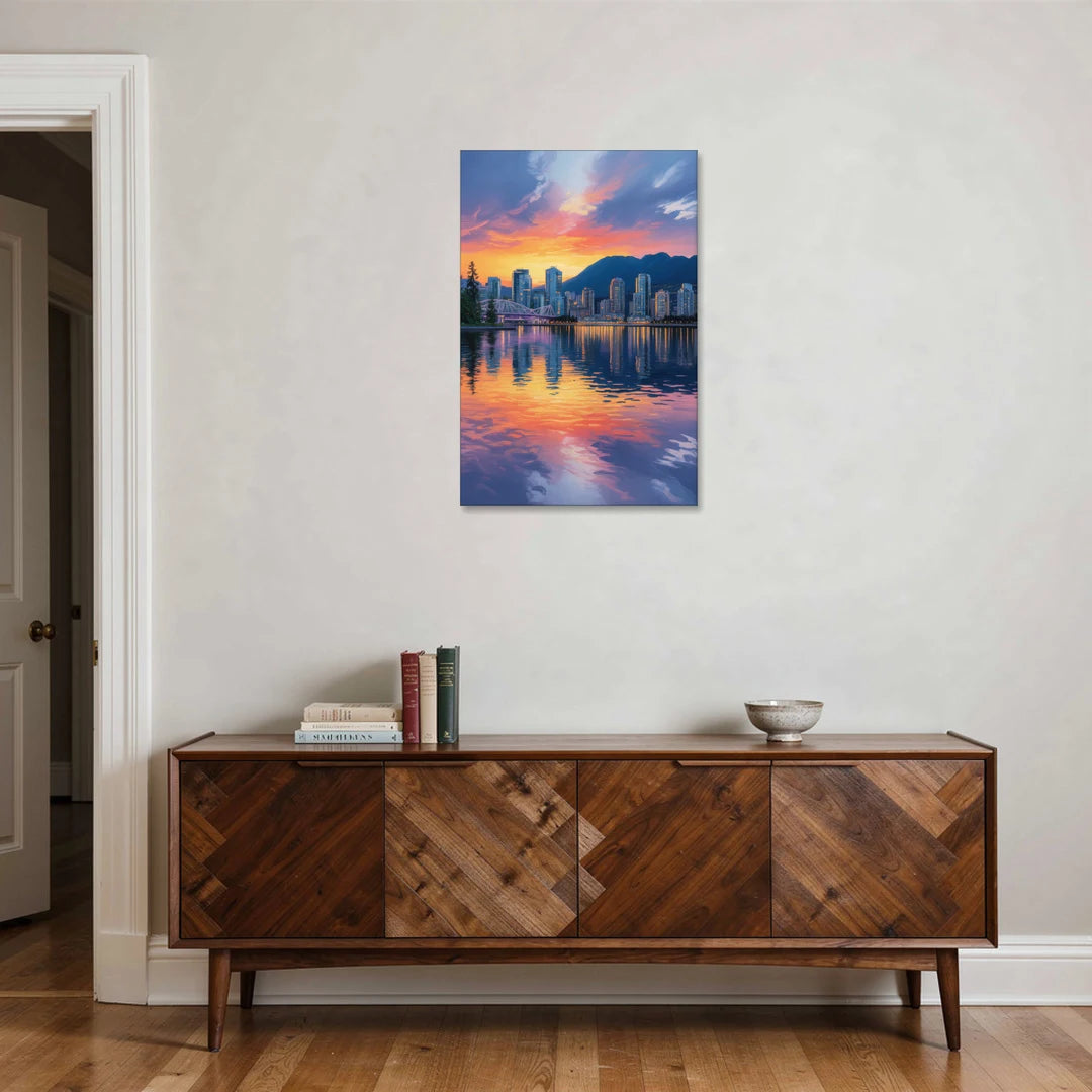 Vancouver Downtown Reflection - Canvas Wall Art - Coffee Table - 24x36