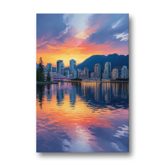 Vancouver Downtown Reflection - Canvas Wall Art - Front