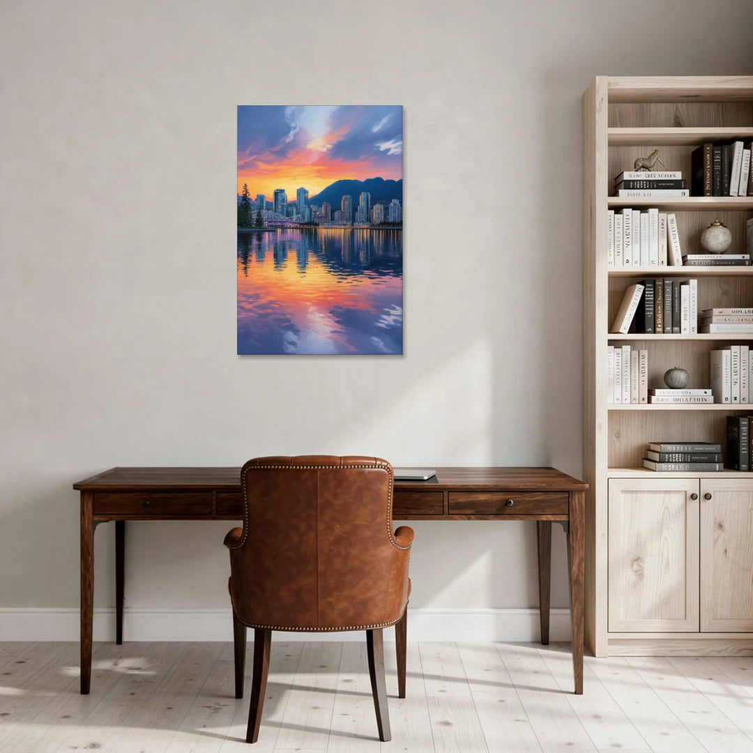 Vancouver Downtown Reflection - Canvas Wall Art - Office - 24x36