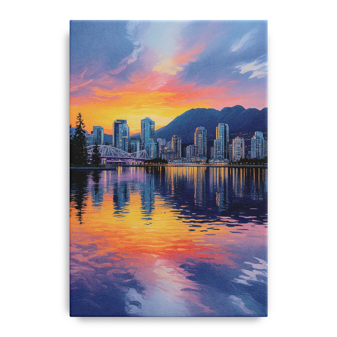 Vancouver Downtown Reflection Front - Canvas Wall Art