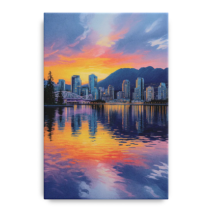 Vancouver Downtown Reflection Front - Canvas Wall Art
