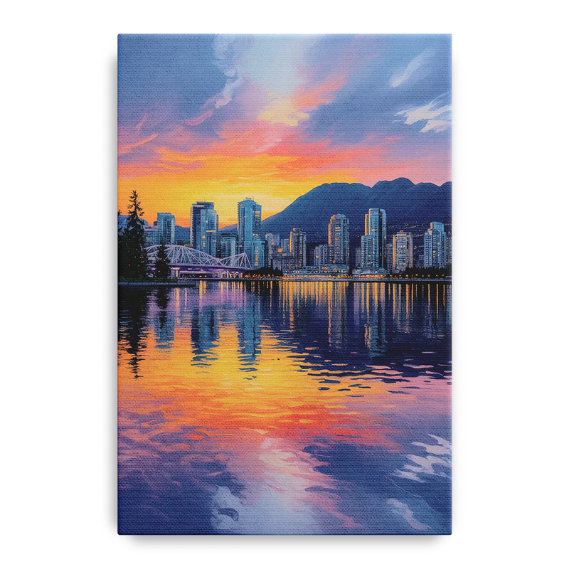 Vancouver Downtown Reflection Front - Canvas Wall Art