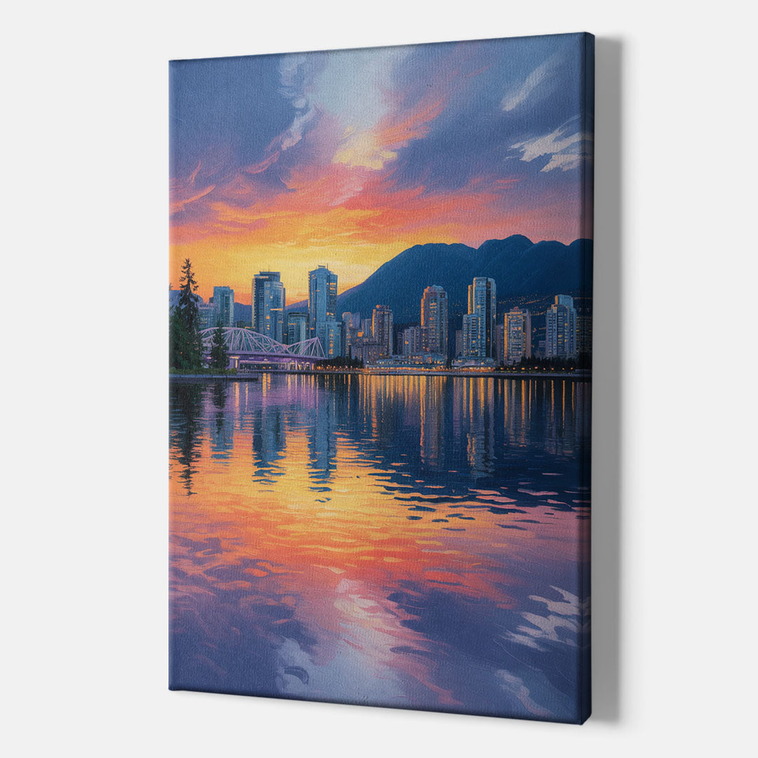 Vancouver Downtown Reflection - Canvas Print Art Sides