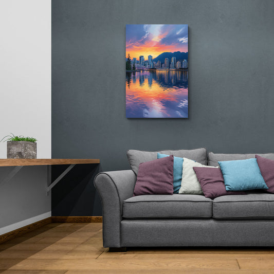 Vancouver Downtown Reflection - Canvas Wall Art Living Room