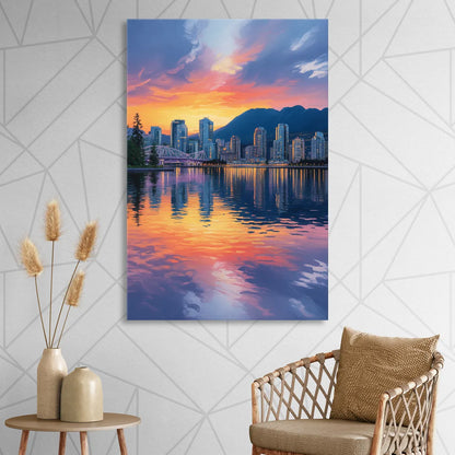Vancouver Downtown Reflection Living Room - Canvas Wall Art