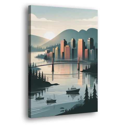 Vancouver Downtown Skyline - Canvas Wall Art - Side