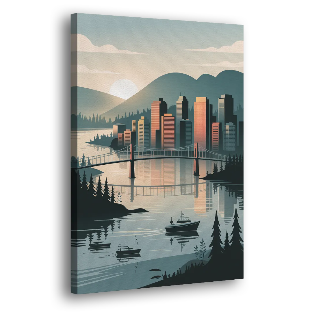 Vancouver Downtown Skyline Side - Canvas Wall Art