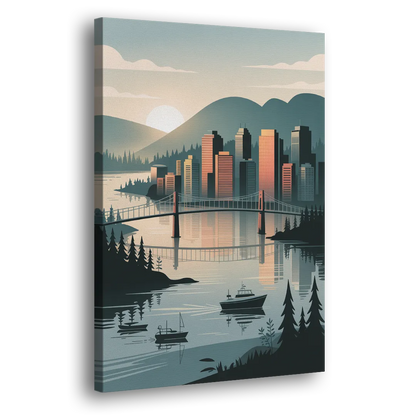 Vancouver Downtown Skyline Side - Canvas Wall Art