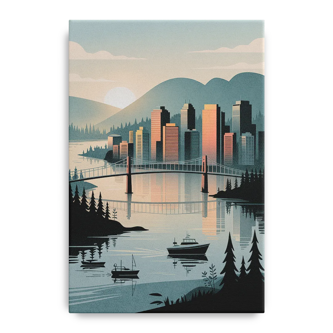 Vancouver Downtown Skyline Front - Canvas Wall Art