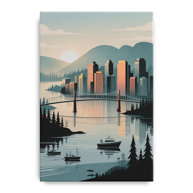 Vancouver Downtown Skyline Front - Canvas Wall Art