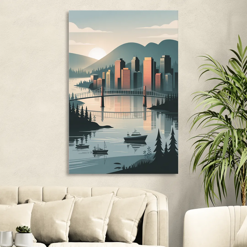 Vancouver Downtown Skyline Living Room - Canvas Wall Art