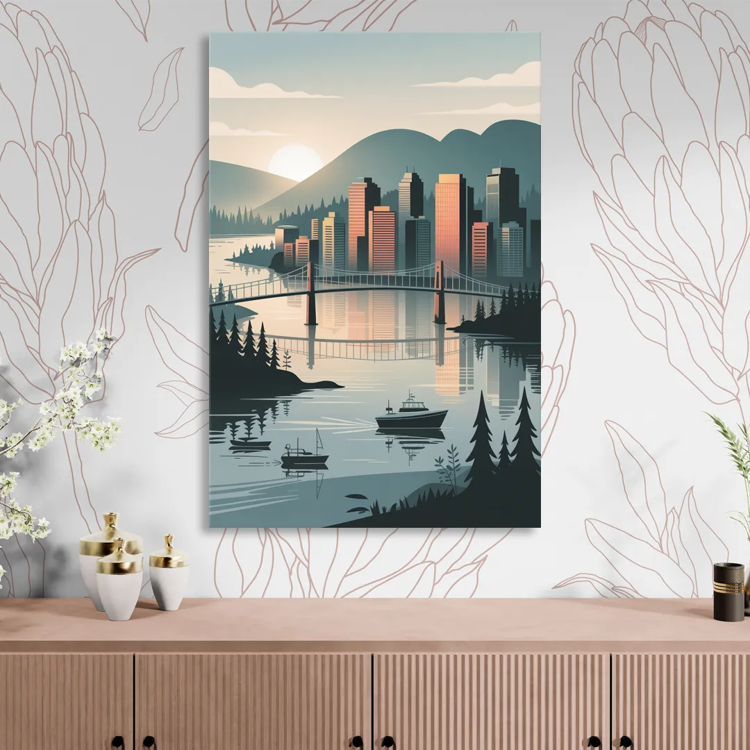 Vancouver Downtown Skyline Sitting Room - Canvas Wall Art