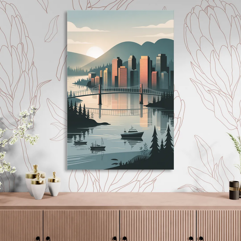 Vancouver Downtown Skyline Sitting Room - Canvas Wall Art