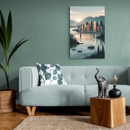 Vancouver Downtown Skyline - Canvas Wall Art Living Room