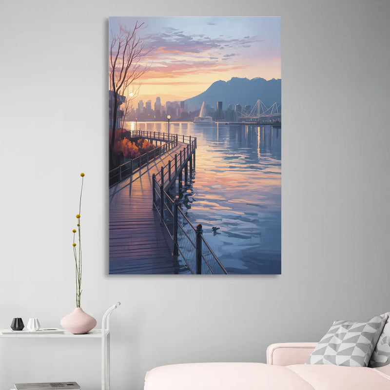 Vancouver Harbor Sunrise Sitting Room - Canvas Wall Art