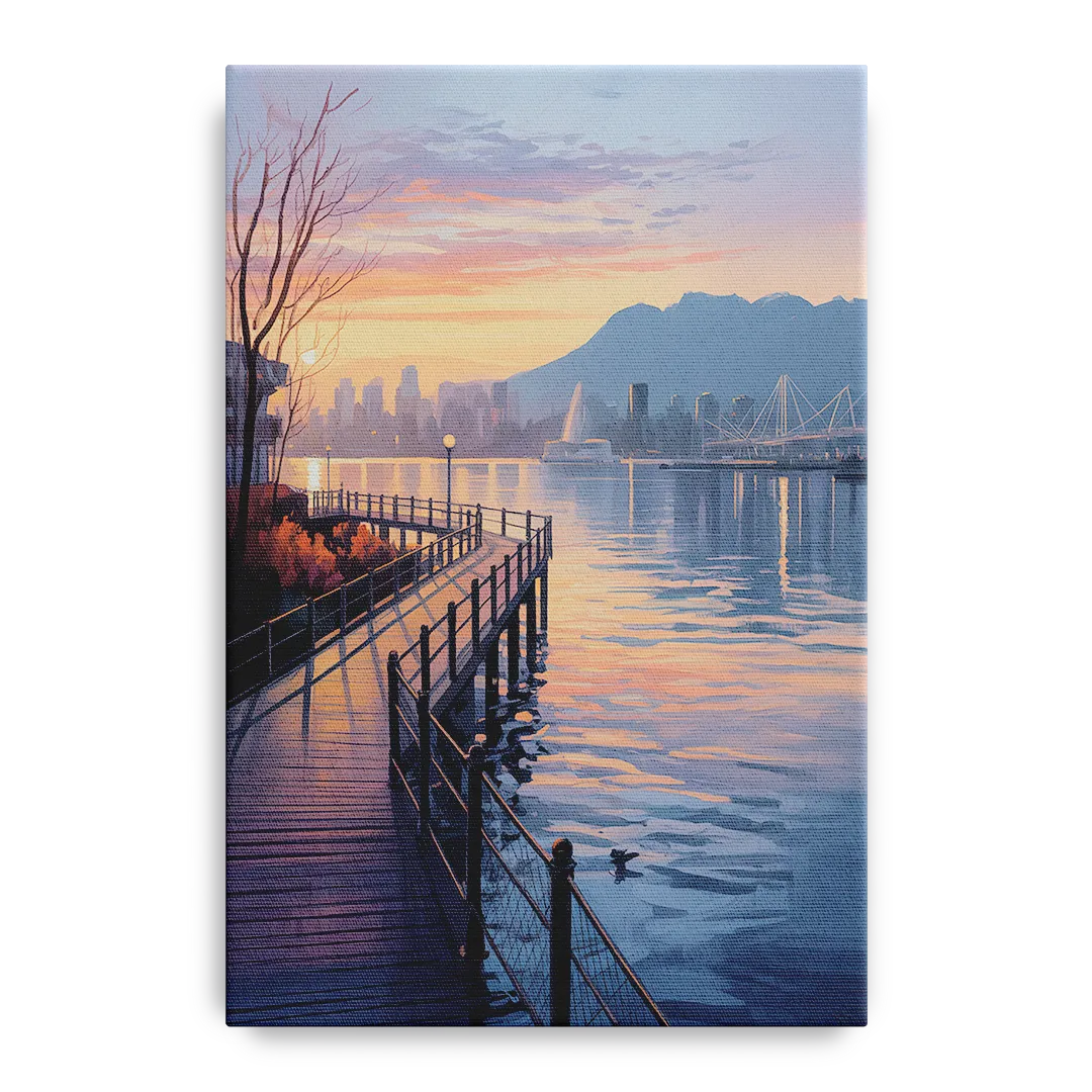 Vancouver Harbor Sunrise Front - Canvas Wall Art