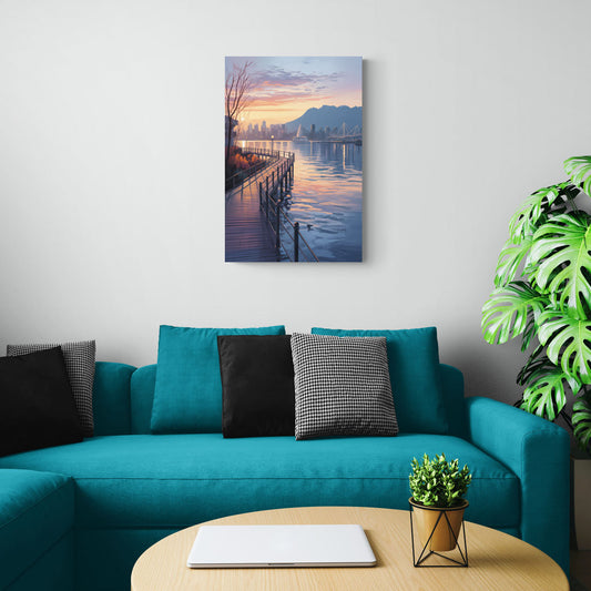 Vancouver Harbor Sunrise - Canvas Wall Art Living Room