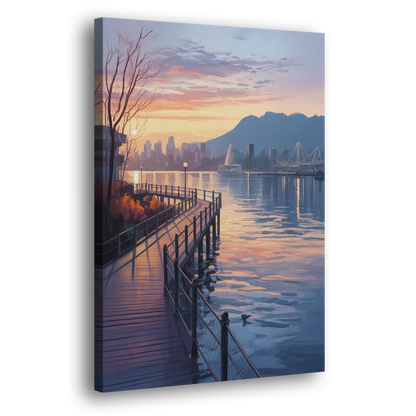 Vancouver Harbor Sunrise Side - Canvas Wall Art