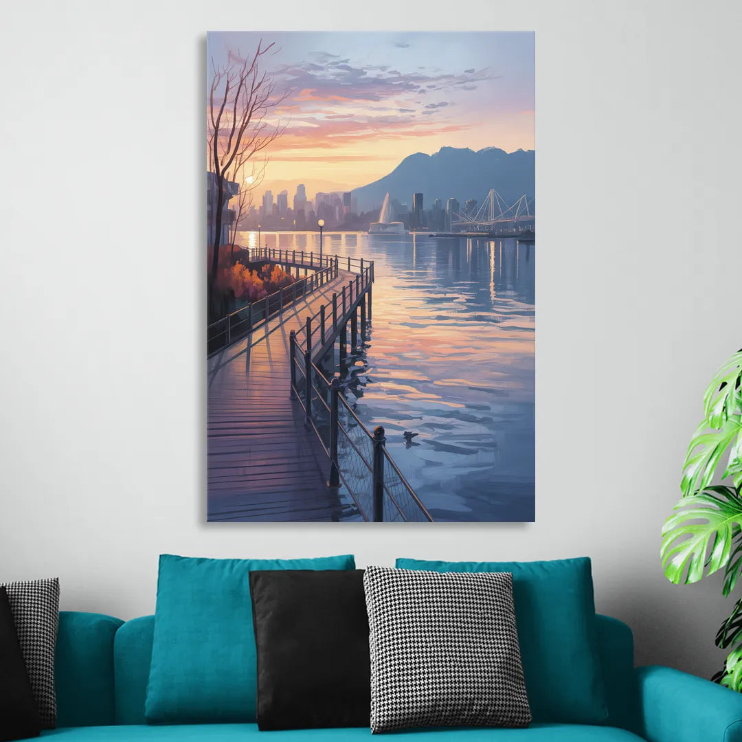 Vancouver Harbor Sunrise Living Room - Canvas Wall Art