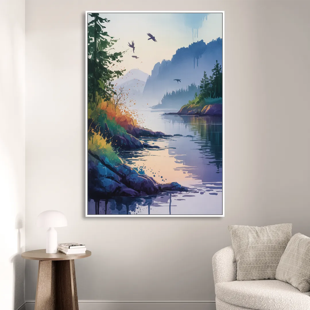 Vancouver Island Mist Sitting Room - White Canvas Wall Art