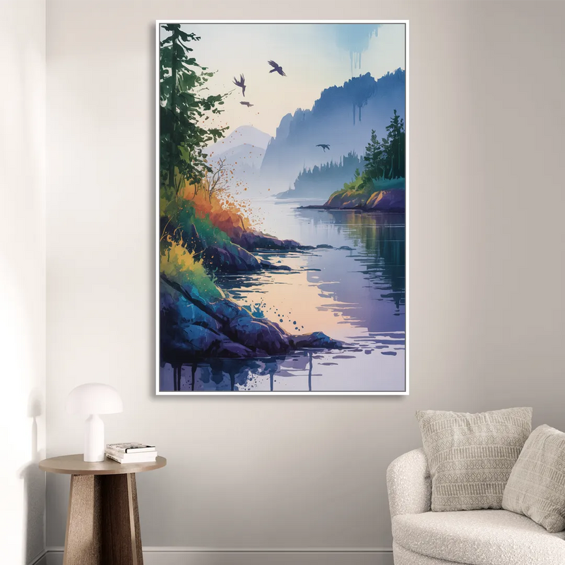 Vancouver Island Mist Sitting Room - White Canvas Wall Art