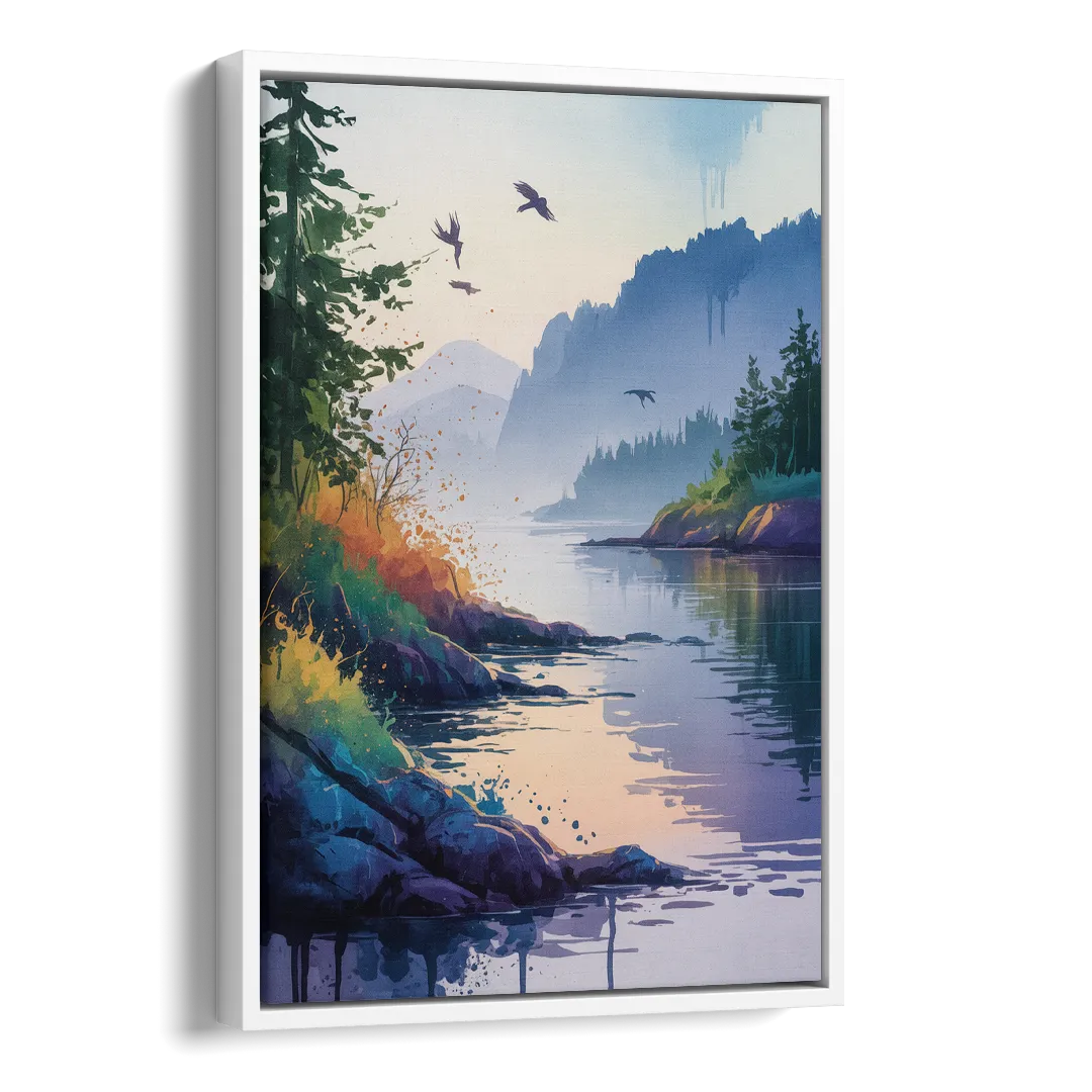 Vancouver Island Mist Side - White Canvas Wall Art