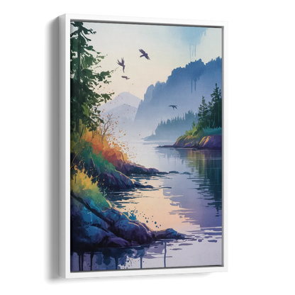 Vancouver Island Mist Side - White Canvas Wall Art