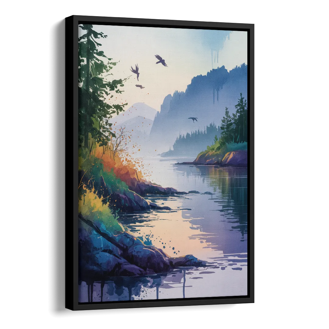 Vancouver Island Mist Side - Black Canvas Wall Art