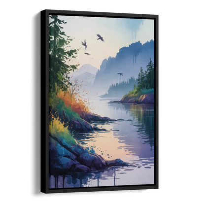 Vancouver Island Mist Side - Black Canvas Wall Art