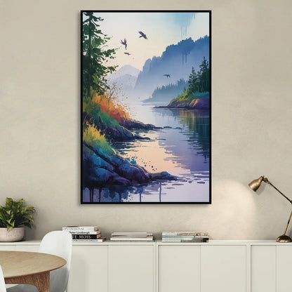 Vancouver Island Mist Sitting Room - Black Canvas Wall Art
