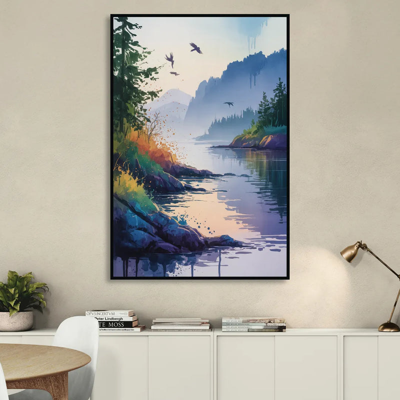 Vancouver Island Mist Sitting Room - Black Canvas Wall Art