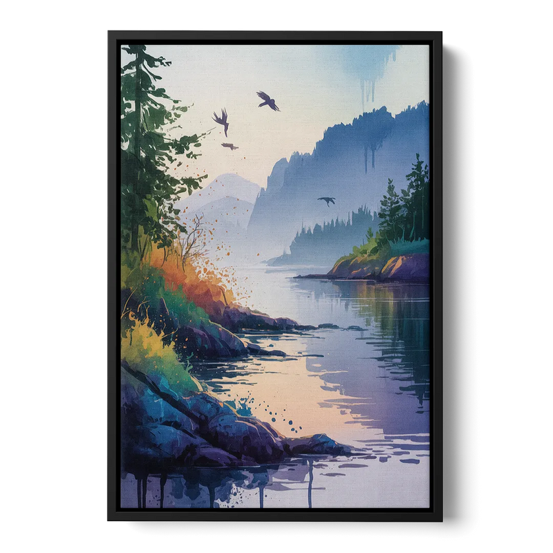 Vancouver Island Mist Front - Black Canvas Wall Art