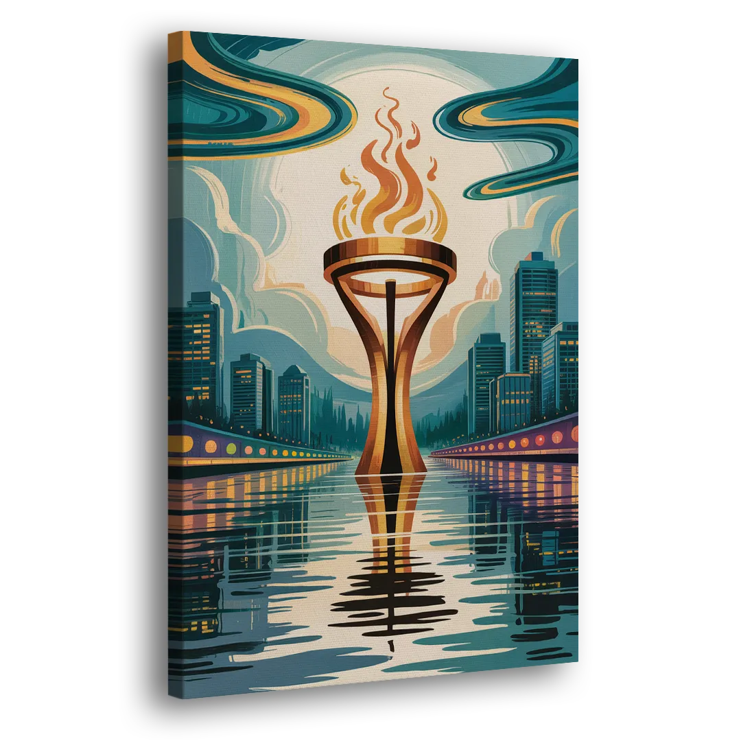 Vancouver Olympic Cauldron Side - Canvas Wall Art