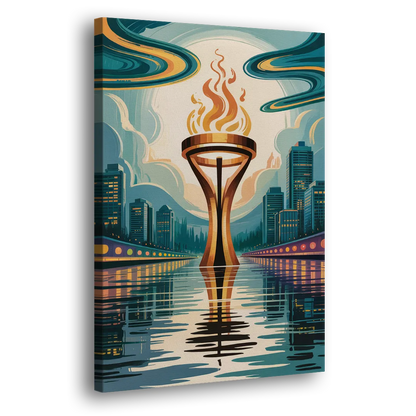 Vancouver Olympic Cauldron Side - Canvas Wall Art