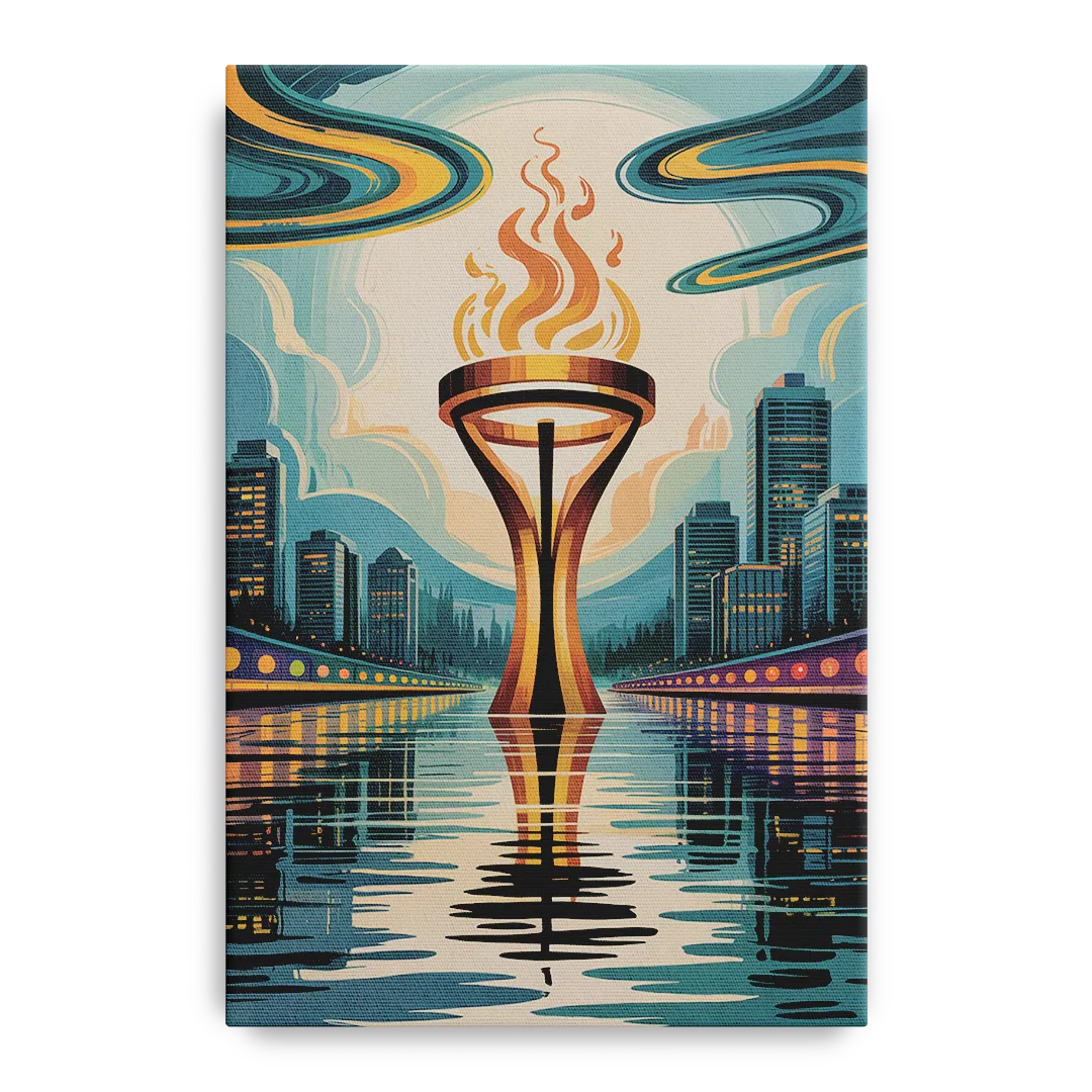 Vancouver Olympic Cauldron Front - Canvas Wall Art