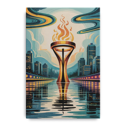 Vancouver Olympic Cauldron Front - Canvas Wall Art