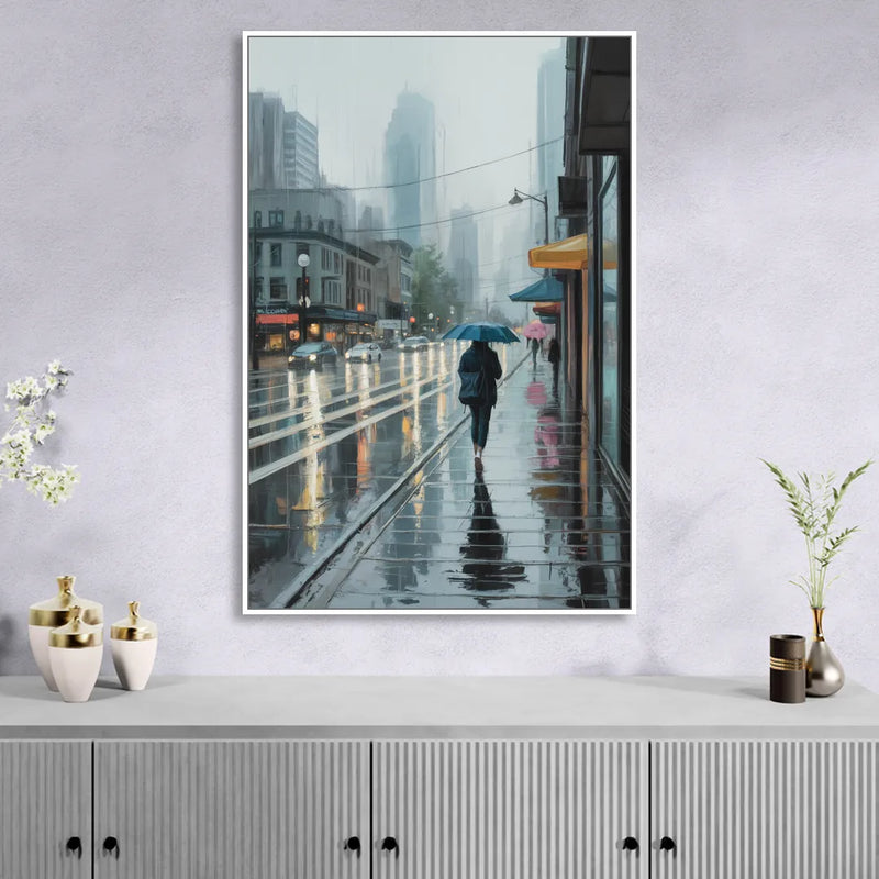 Vancouver Rainy Day Sitting Room - White Canvas Wall Art