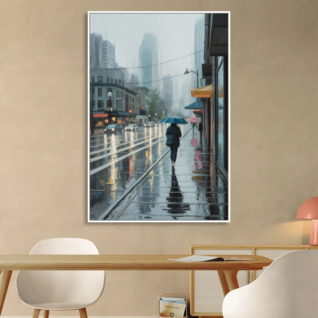 Vancouver Rainy Day Living Room - White Canvas Wall Art