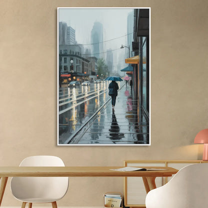 Vancouver Rainy Day Living Room - White Canvas Wall Art
