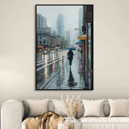 Vancouver Rainy Day Sitting Room - Black Canvas Wall Art