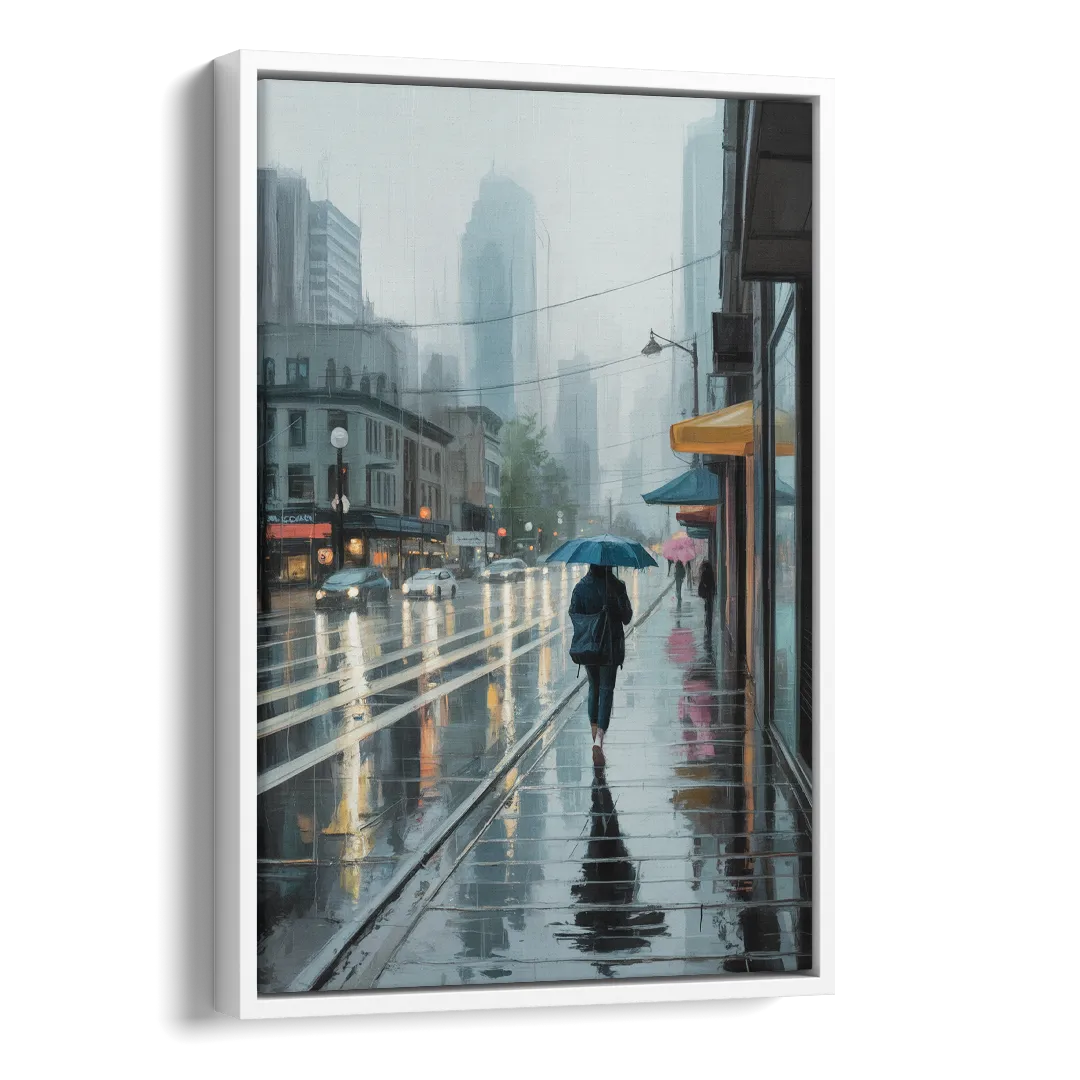 Vancouver Rainy Day Side - White Canvas Wall Art