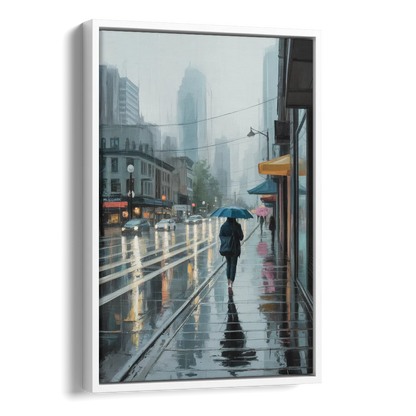 Vancouver Rainy Day Side - White Canvas Wall Art