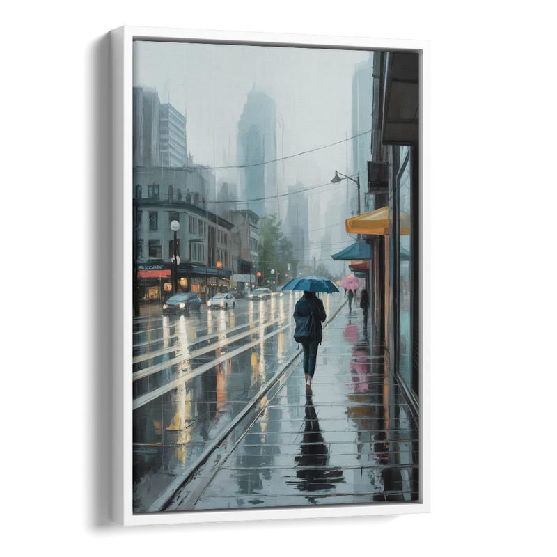 Vancouver Rainy Day Side - White Canvas Wall Art