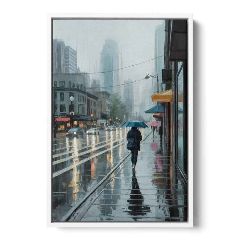 Vancouver Rainy Day Front - White Canvas Wall Art