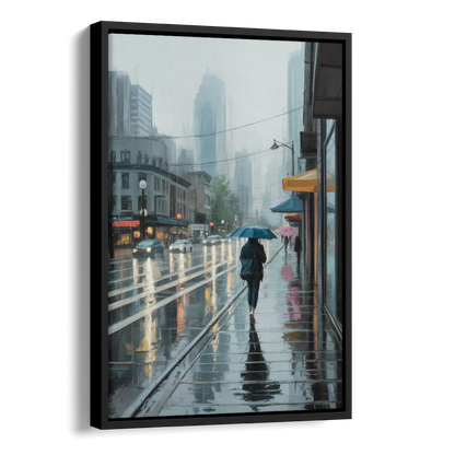 Vancouver Rainy Day Side - Black Canvas Wall Art