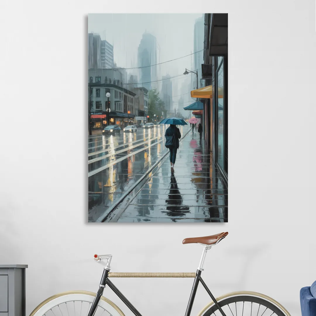 Vancouver Rainy Day Living Room - Canvas Wall Art