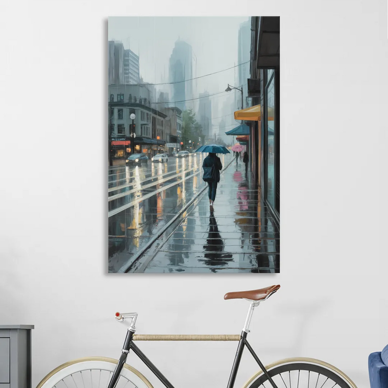 Vancouver Rainy Day Living Room - Canvas Wall Art