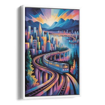 Vancouver SkyTrain Side - White Canvas Wall Art